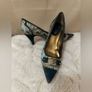 Frankie & Dany Brocade Pointed Toe Heels | Vintage Style | Women’s 8M